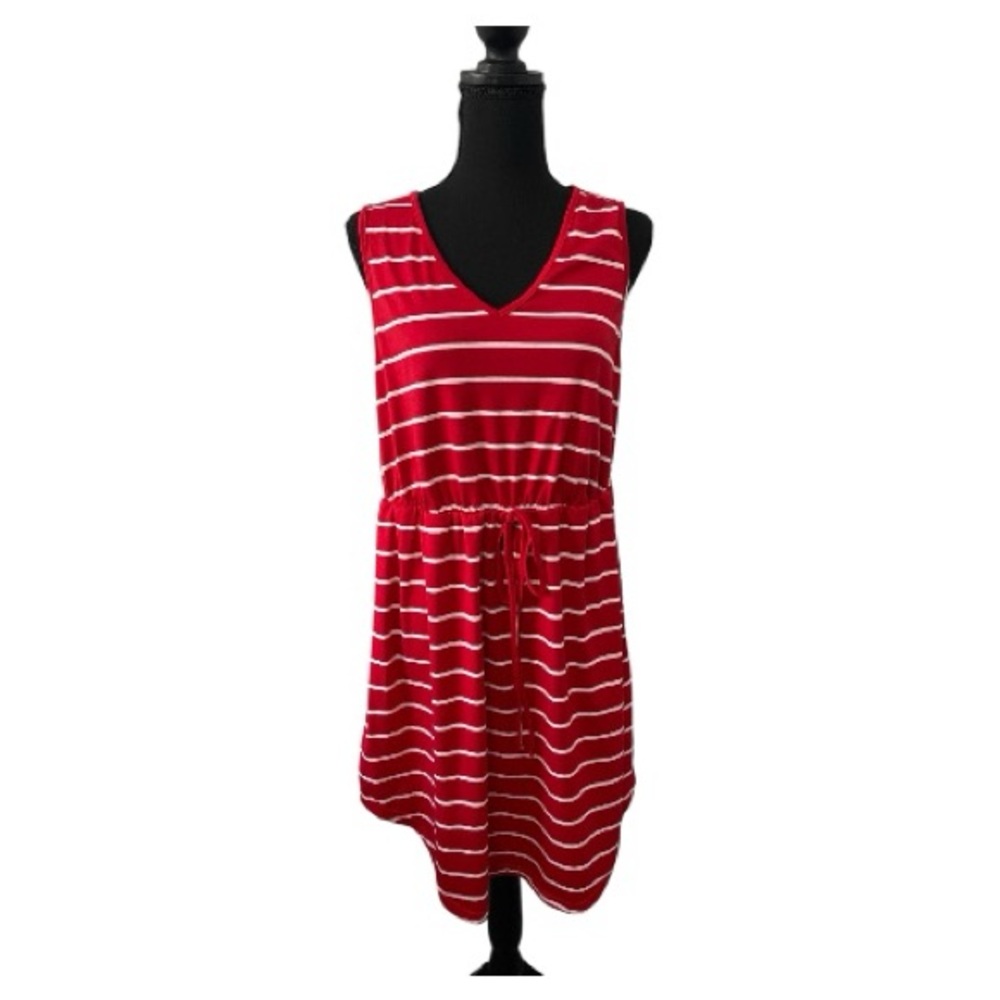 SHEIN Red and White Stripe l Knot Tied lCurved Hem Dress l Size 1XL l MSRP $25